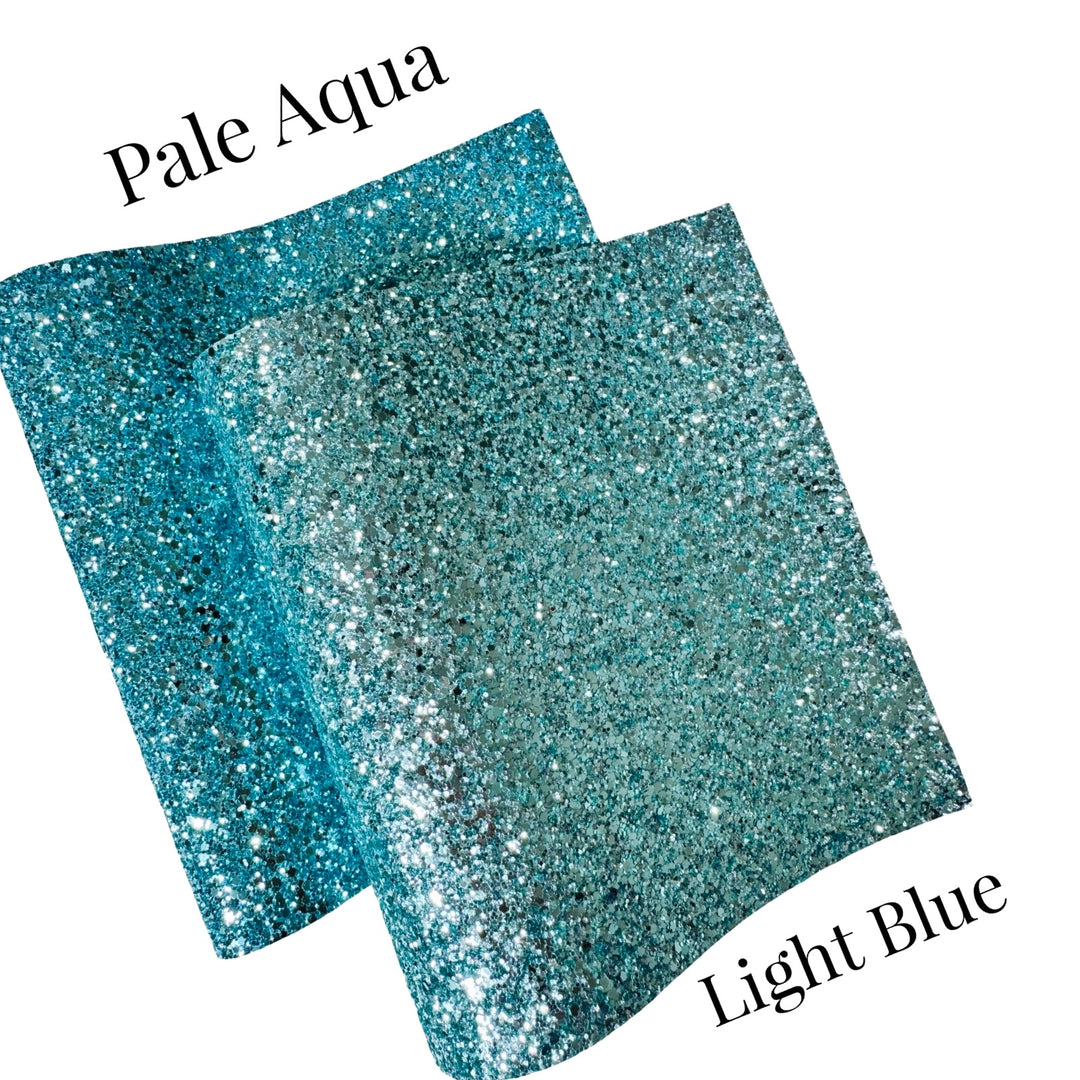 Pale Aqua Chunky Glitter Leather