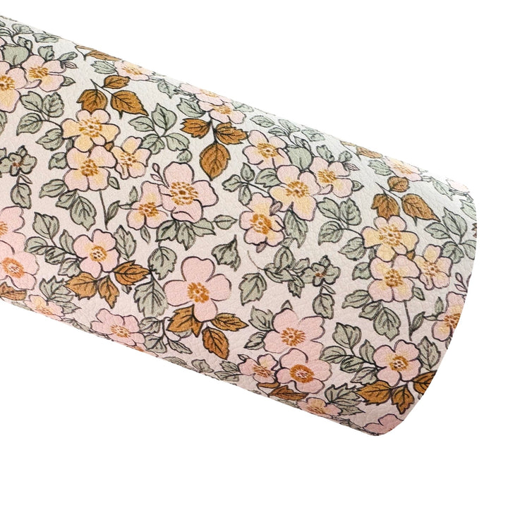 Pink and Gold Floral Custom Printed Leatherette or Shimmer Suede