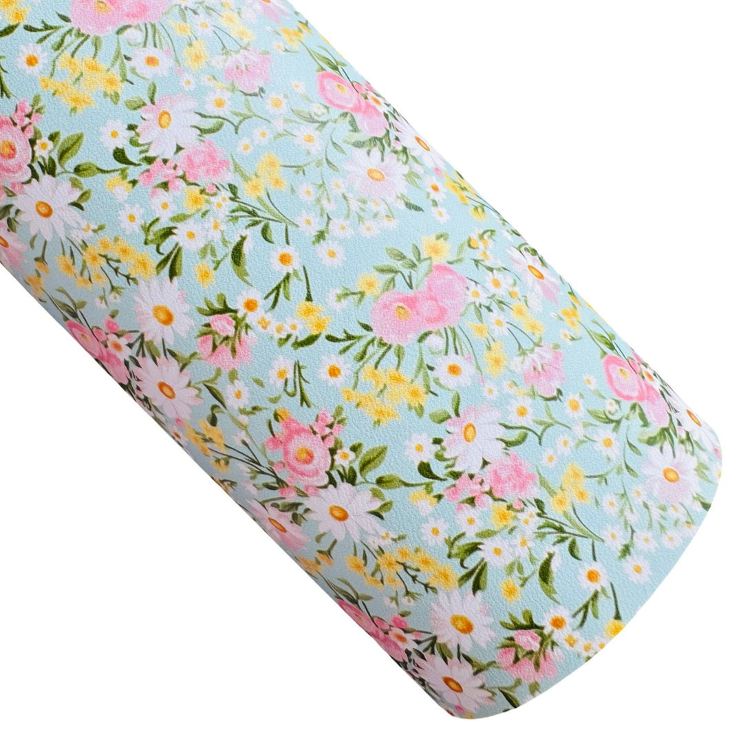 Green Blue Floral Faux Leather Sheets - 4 Designs to select from