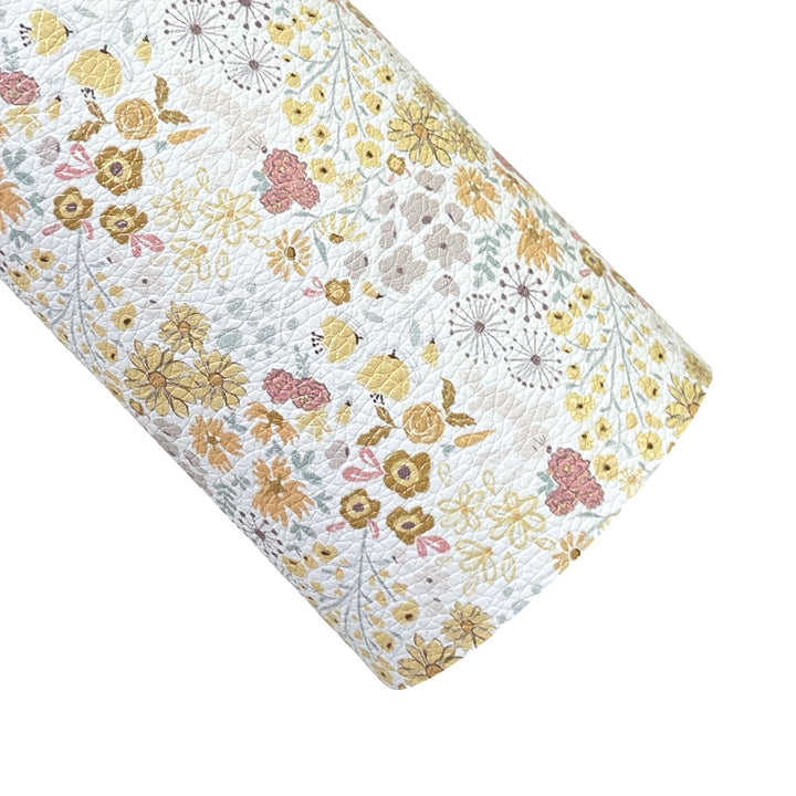 Pink and Yellow Wildflowers Glitter Leatherette Bundle