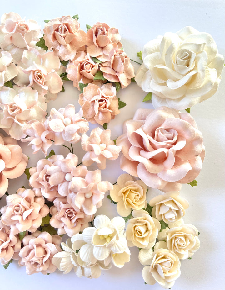 Preorder Blushing Romantic Mulberry Paper Flowers, 42 blooms