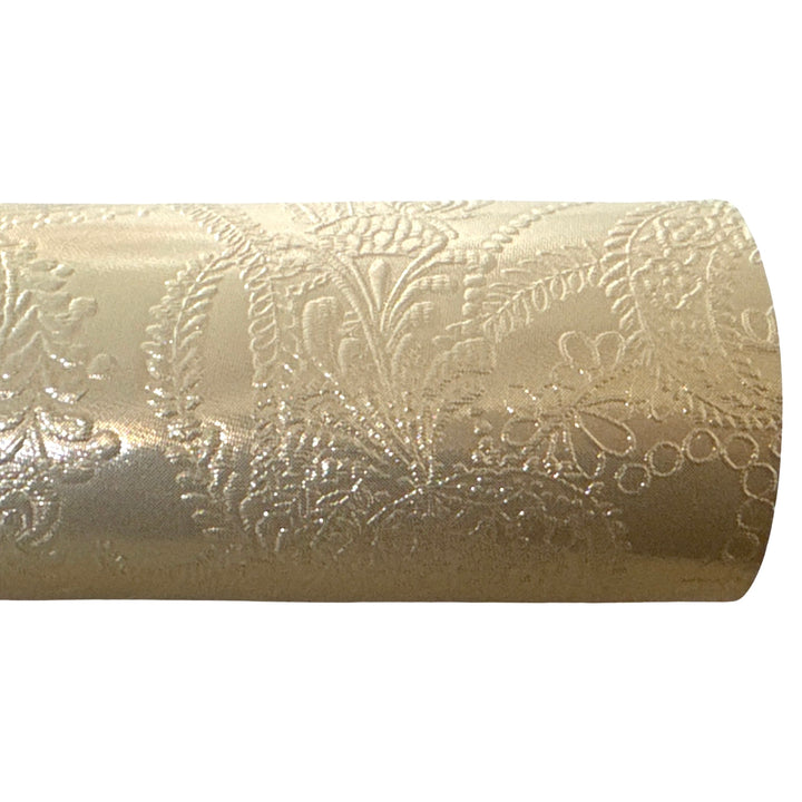 Gold Metallic Floral Embossed Leatherette