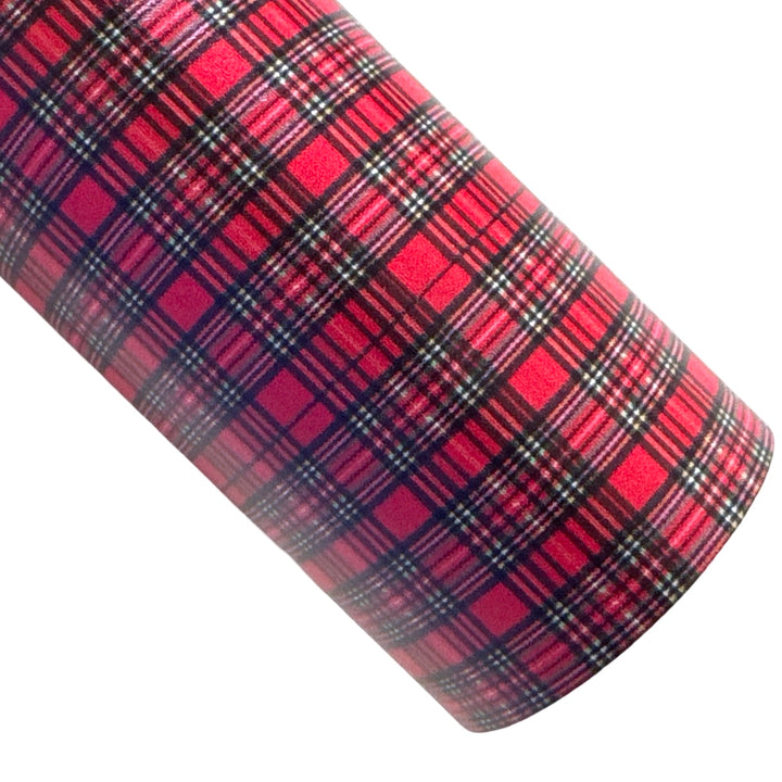 Small Red Tartan Print Smooth Leatherette