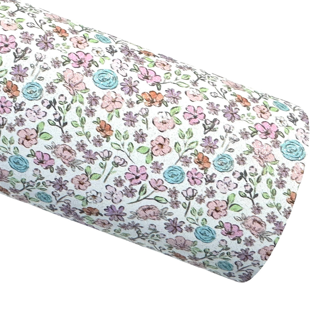 Floral Shimmer Suede Leatherette