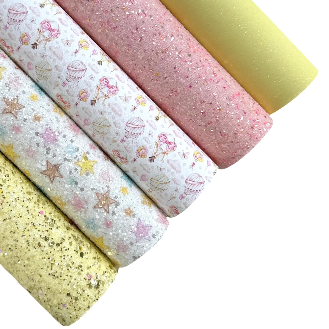 Belles Surprise Chunky Glitter Leather - Yellow Gold and Pink