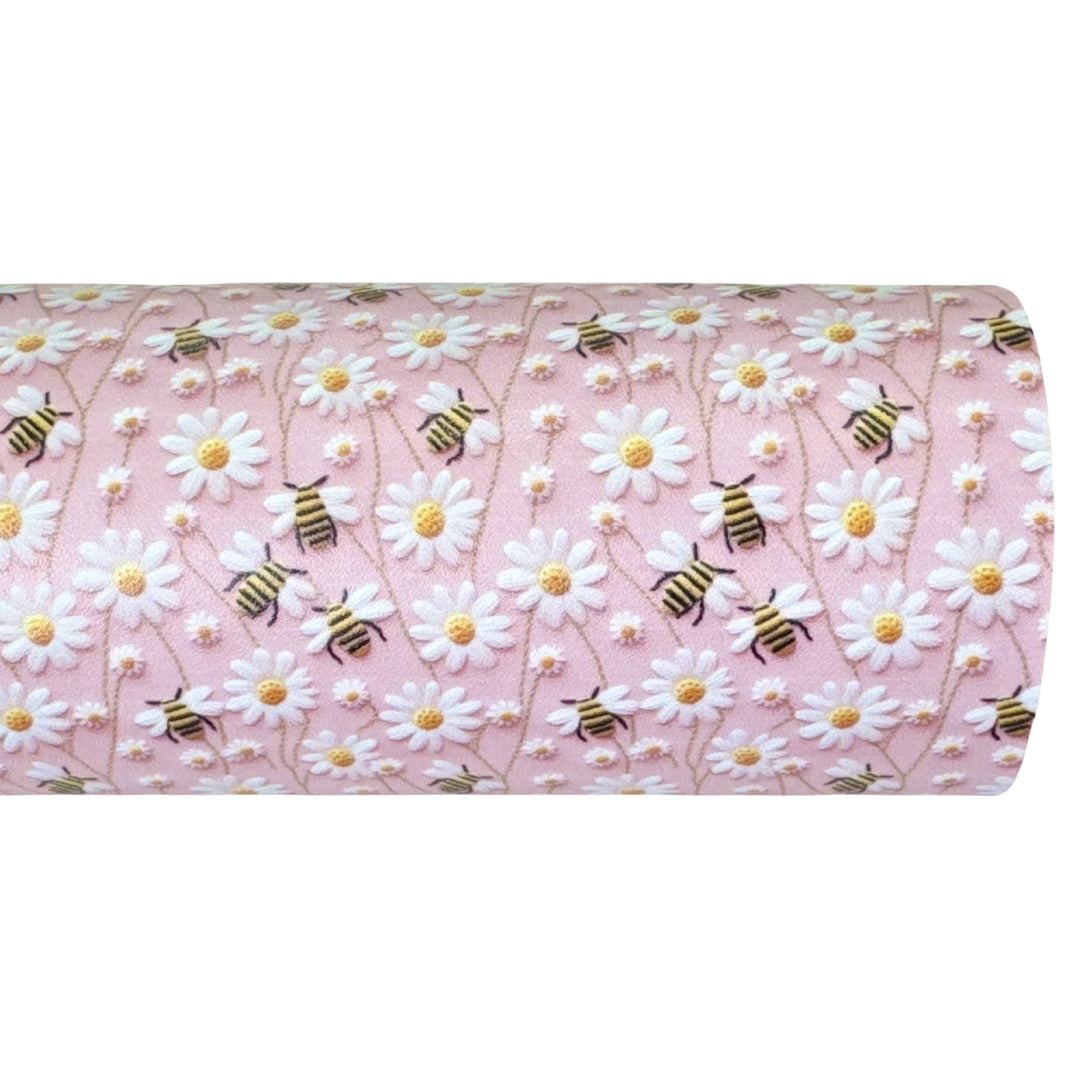 Pink Daisy Bee Faux Leatherette