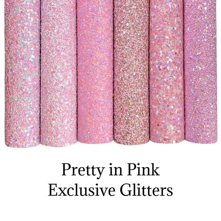 Pretty Pink Mix Chunky Glitter Leather with pink felt rear