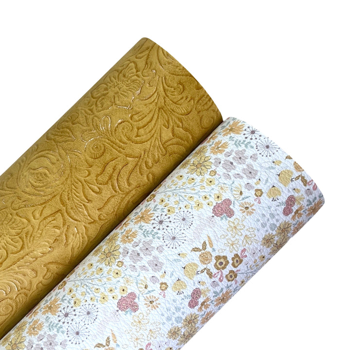 Yellow Wildflowers Glitter Leatherette Bundle