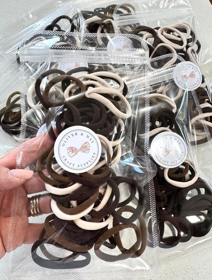 Brown Neutrals Elastic Hair Bands 50pcs