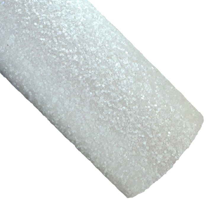 Frosty Crystal Chunky Glitter Leather in Ivory White