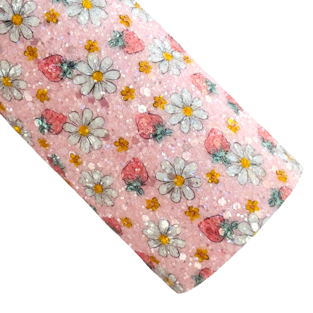 Strawberry Daisy Chunky Glitter Leather
