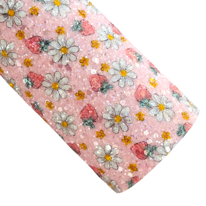 Strawberry Daisy Chunky Glitter Leather