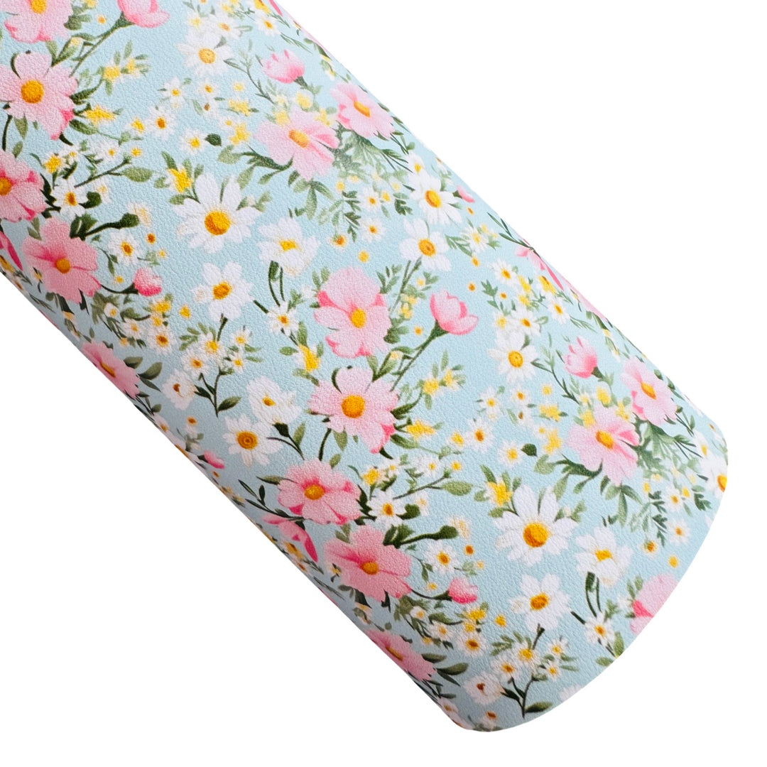 Green Blue Floral Faux Leather Sheets - 4 Designs to select from