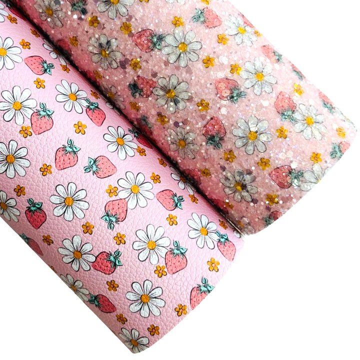 Strawberry Daisy Chunky Glitter Leather