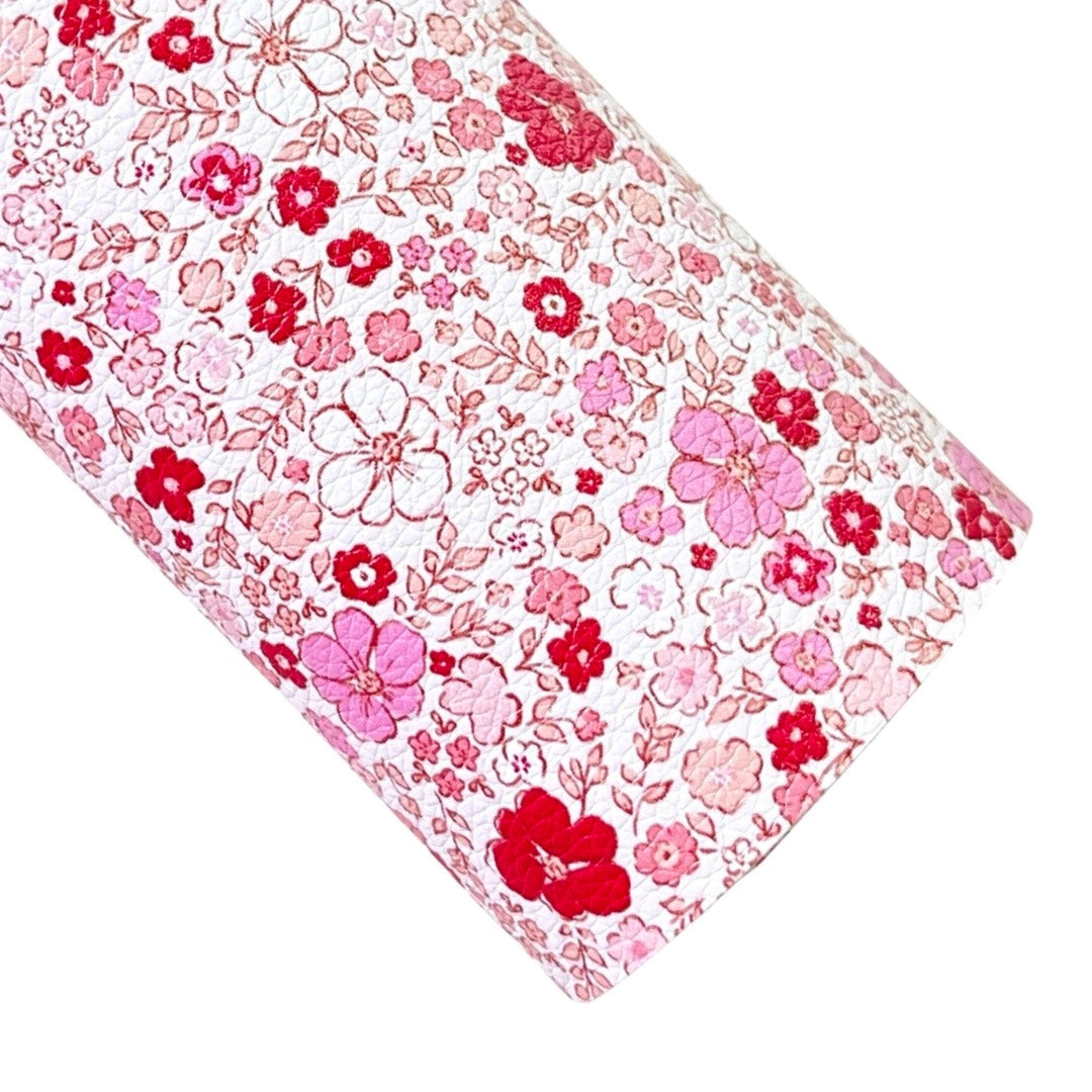 Pink Red Floral Leatherette