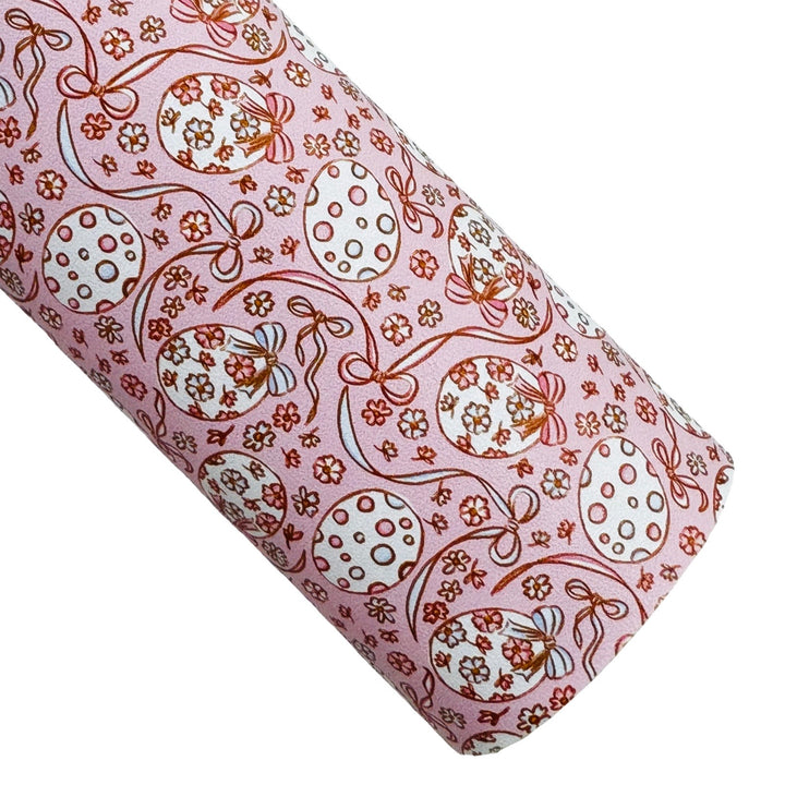Pink and Baby Blue Easter Eggs Smooth Faux Leather Sheet