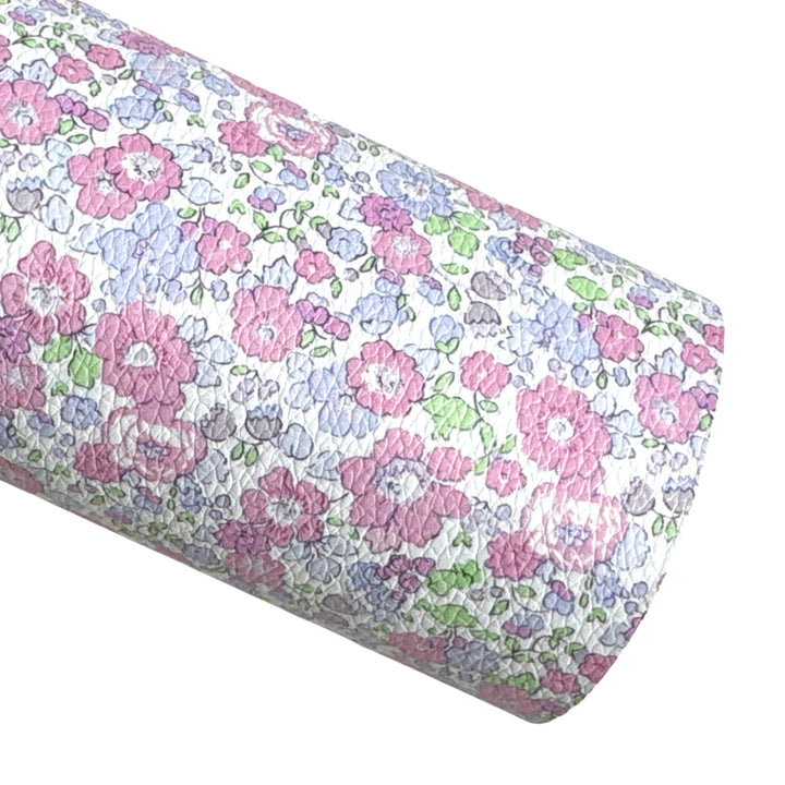 Pink Green Floral Faux Leatherette