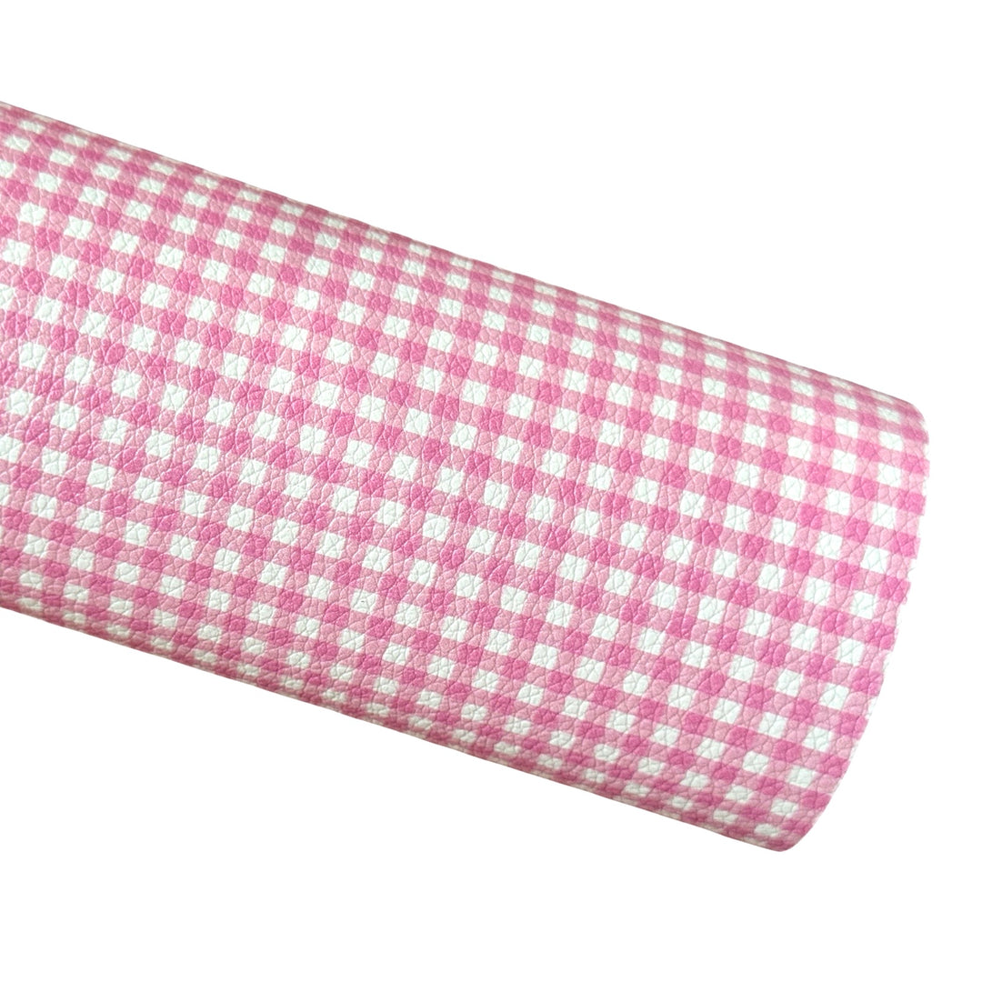 Candy Pink Gingham Faux Leather Sheet