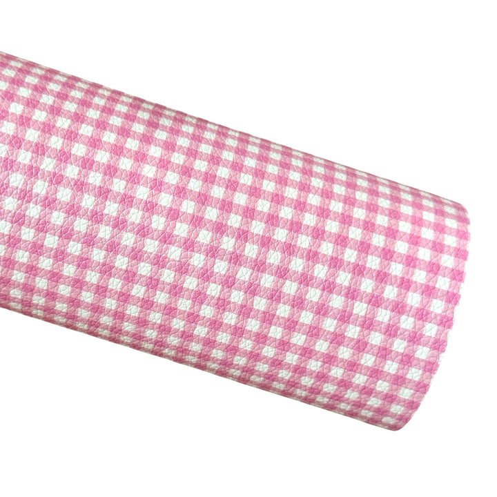 Candy Pink Gingham Faux Leather Sheet
