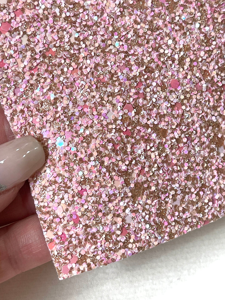 Rosey Pink Fancy Chunky Glitter Leather