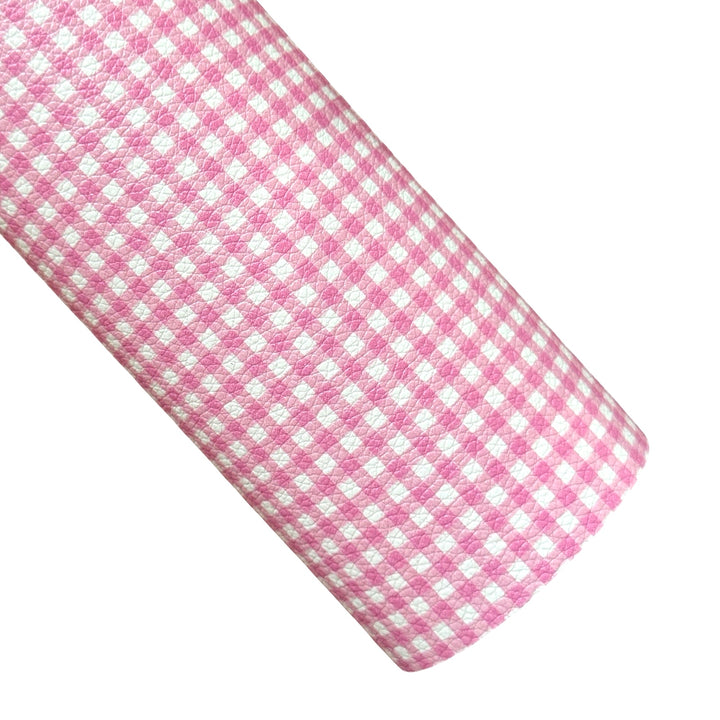 Candy Pink Gingham Faux Leather Sheet