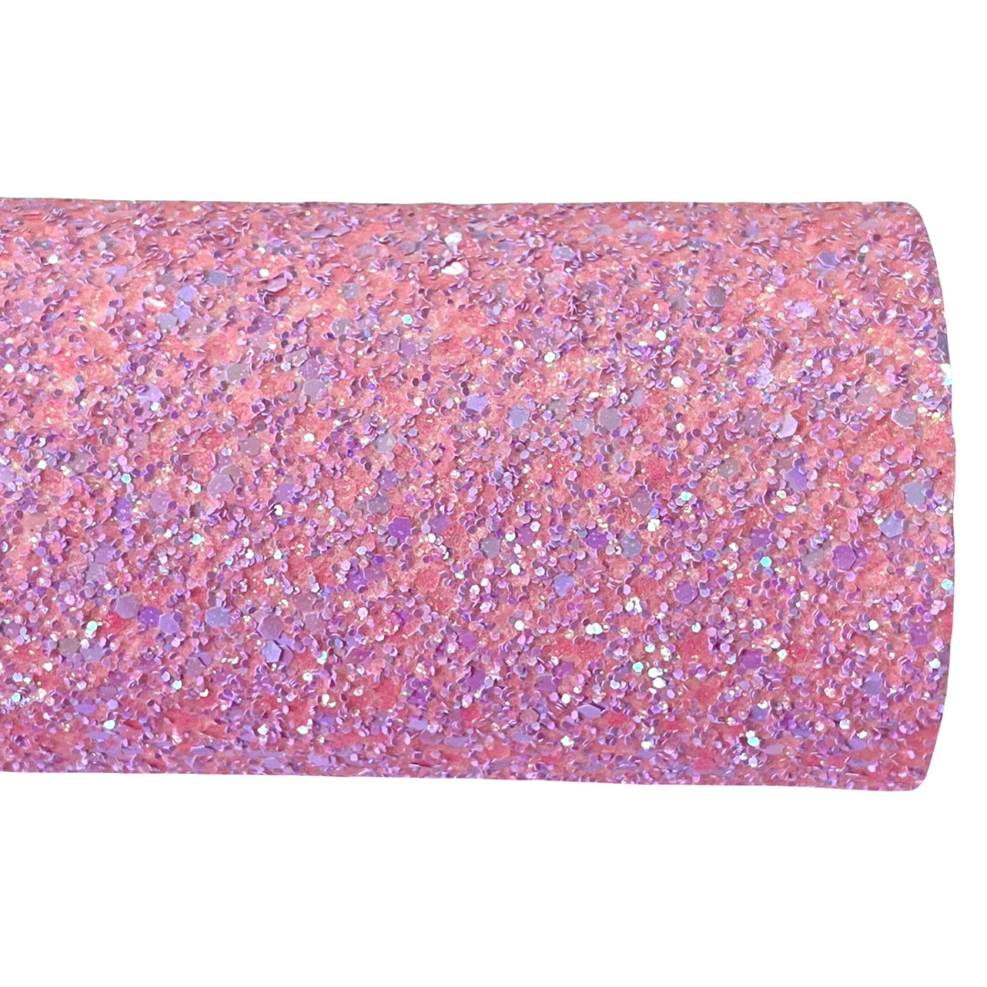 Pink Lilac Sparkle Chunky Glitter Leather - Soft Pink & Purple Mixed