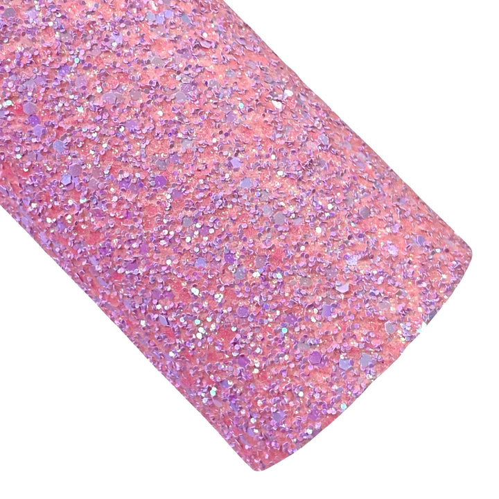 Pink Lilac Sparkle Chunky Glitter Leather - Soft Pink & Purple Mixed