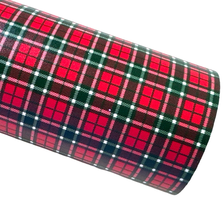 Red Tartan Print Smooth Leatherette