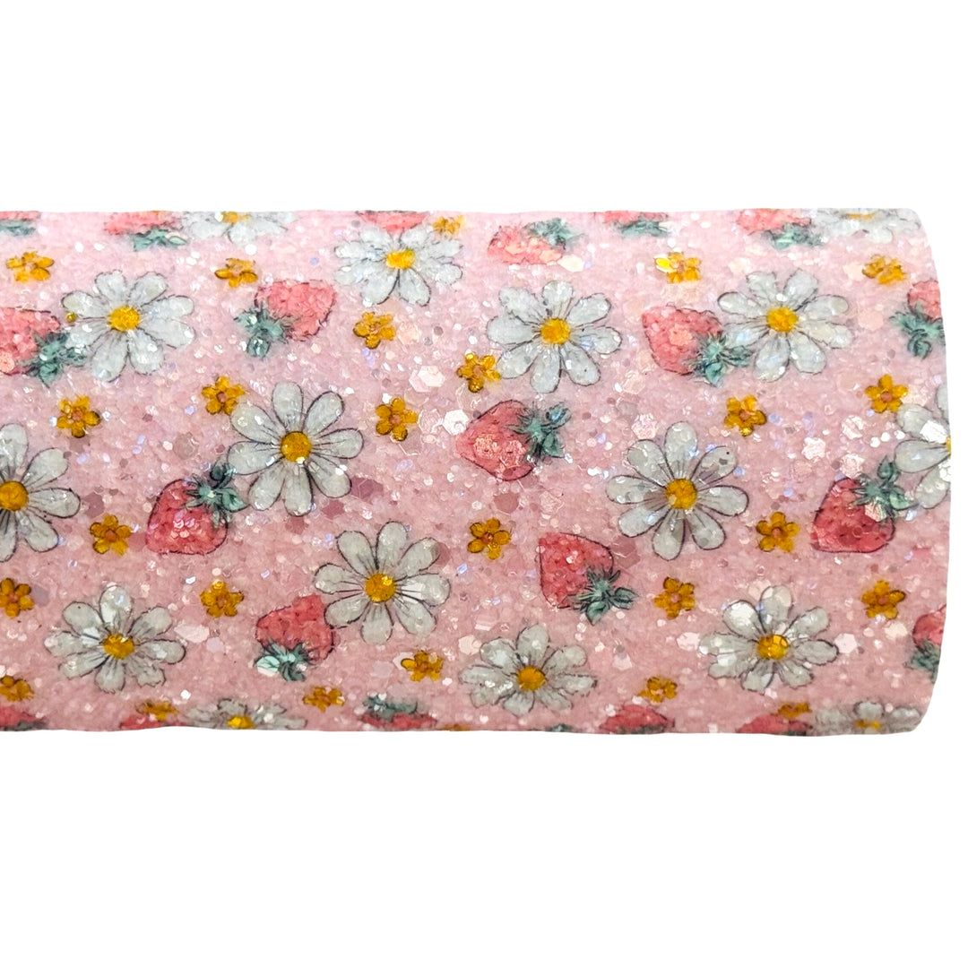 Strawberry Daisy Chunky Glitter Leather