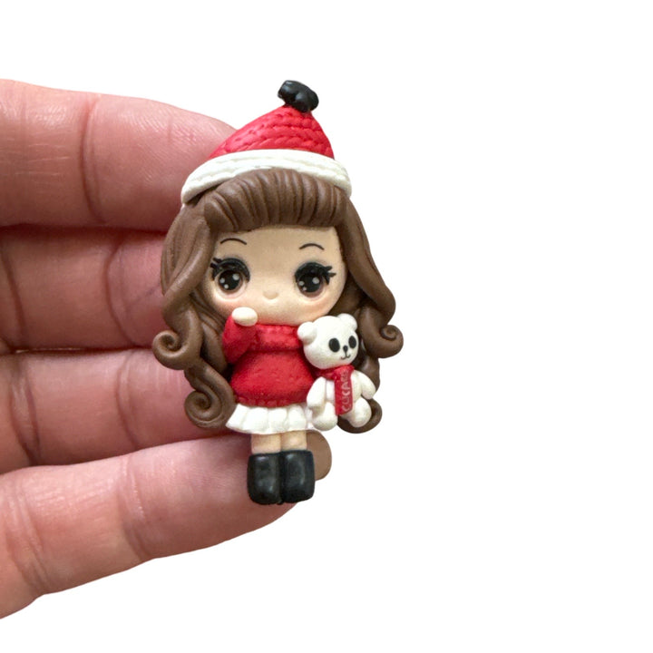 Christmas Girl with Teddy Bow Clay