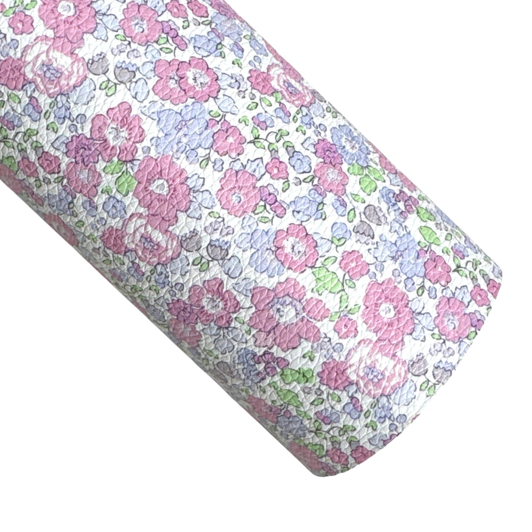 Pink Green Floral Faux Leatherette