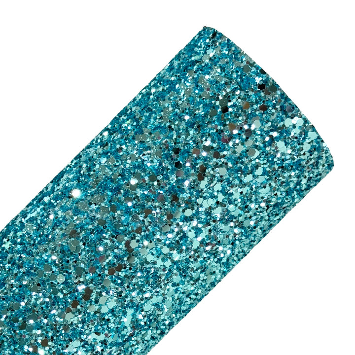 Pale Aqua Chunky Glitter Leather