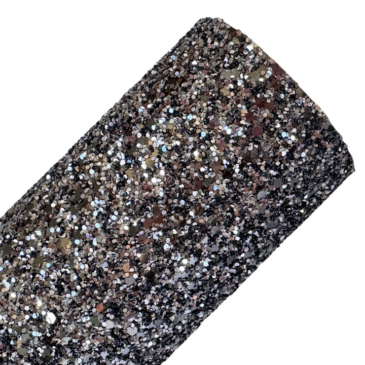 Dark Charcoal Chunky Glitter Leather