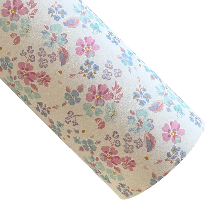 Pastel Pink Floral Smooth Leatherette - Muse Bloom Design