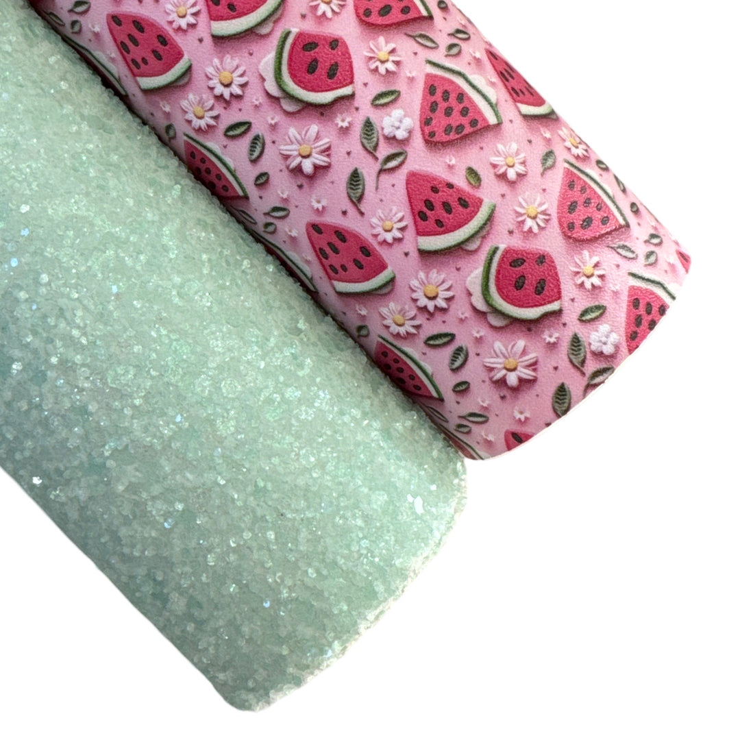 Frosty Crystal Chunky Glitter Leather in Freshmint