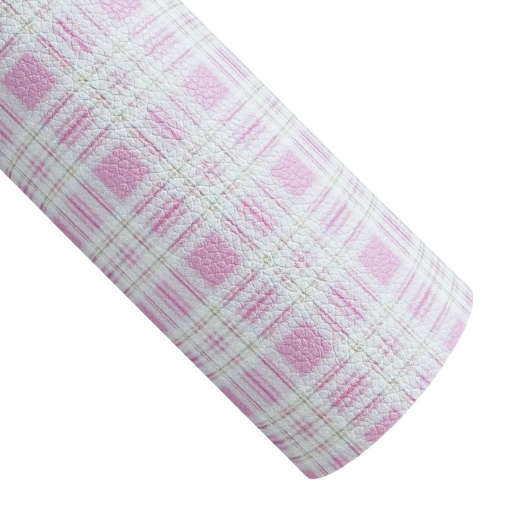 Pink Tartan Faux Leather Sheet