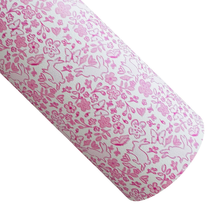 Pink Bunny Smooth Faux Leather Sheet