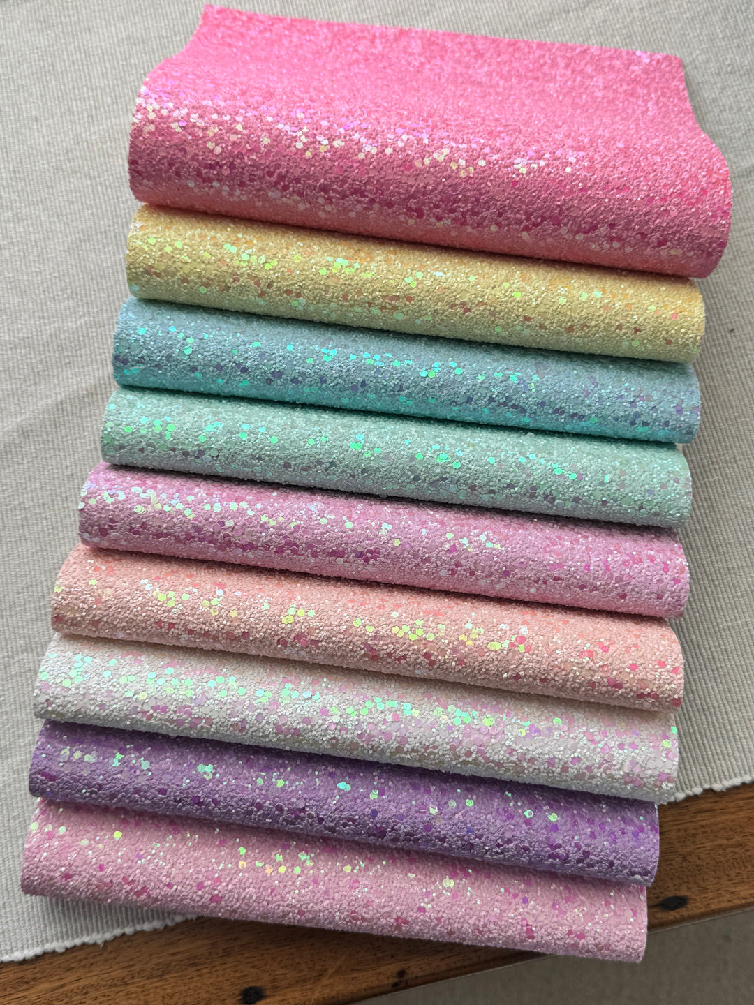 New Release Rainbow Chunky Glitter Leatherette Bundle of 8