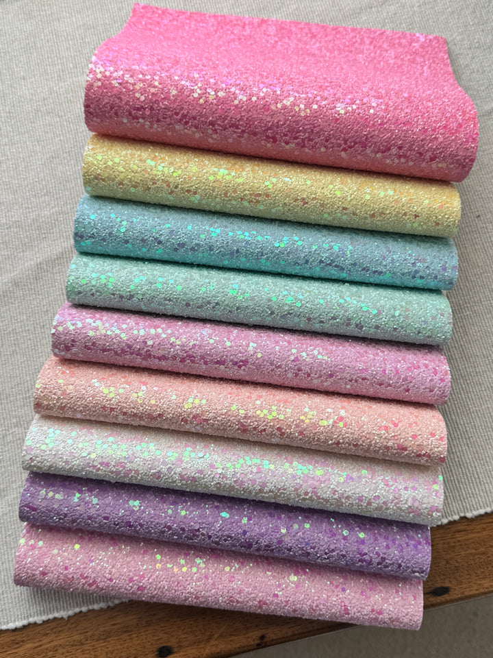 New Release Rainbow Chunky Glitter Leatherette Bundle of 8