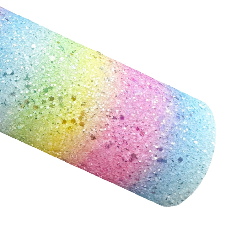 Ombre Pastel Striped Rainbow Glitter Leather