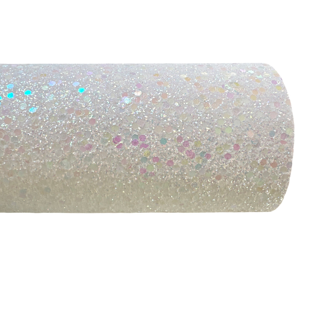 White Pastel Kisses Chunky Glitter Leather