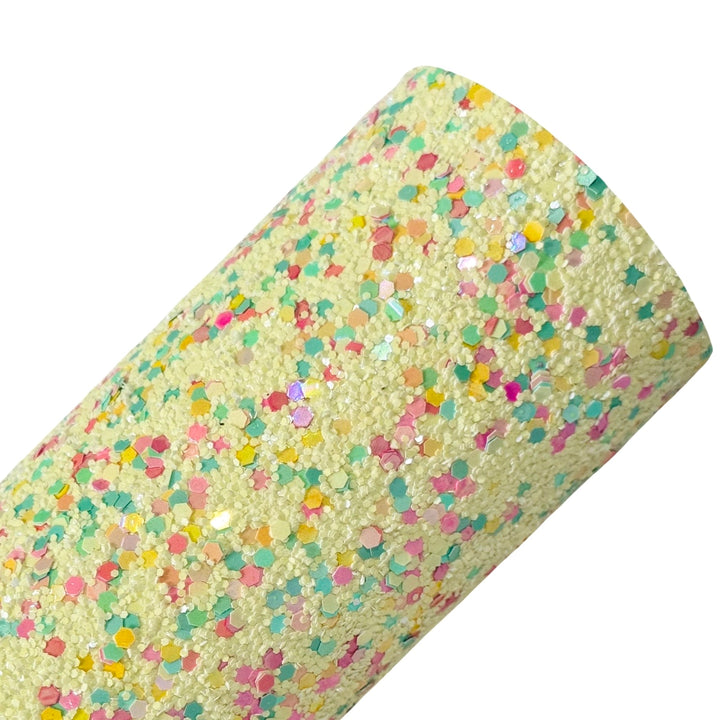NEW Yellow Confetti Chunky Glitter Leather