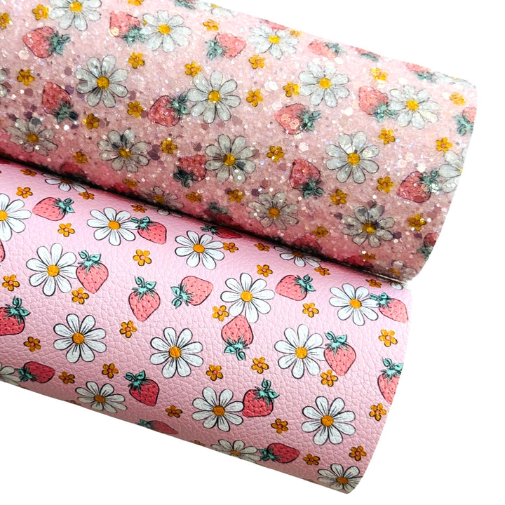Strawberry Daisy Chunky Glitter Leather