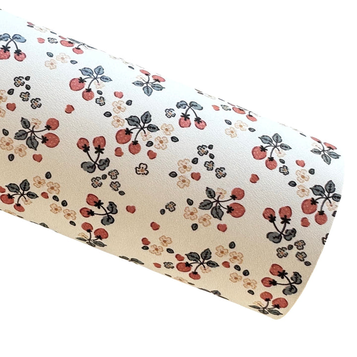 Petite Strawberry Floral Smooth Leatherette - Muse Bloom Design