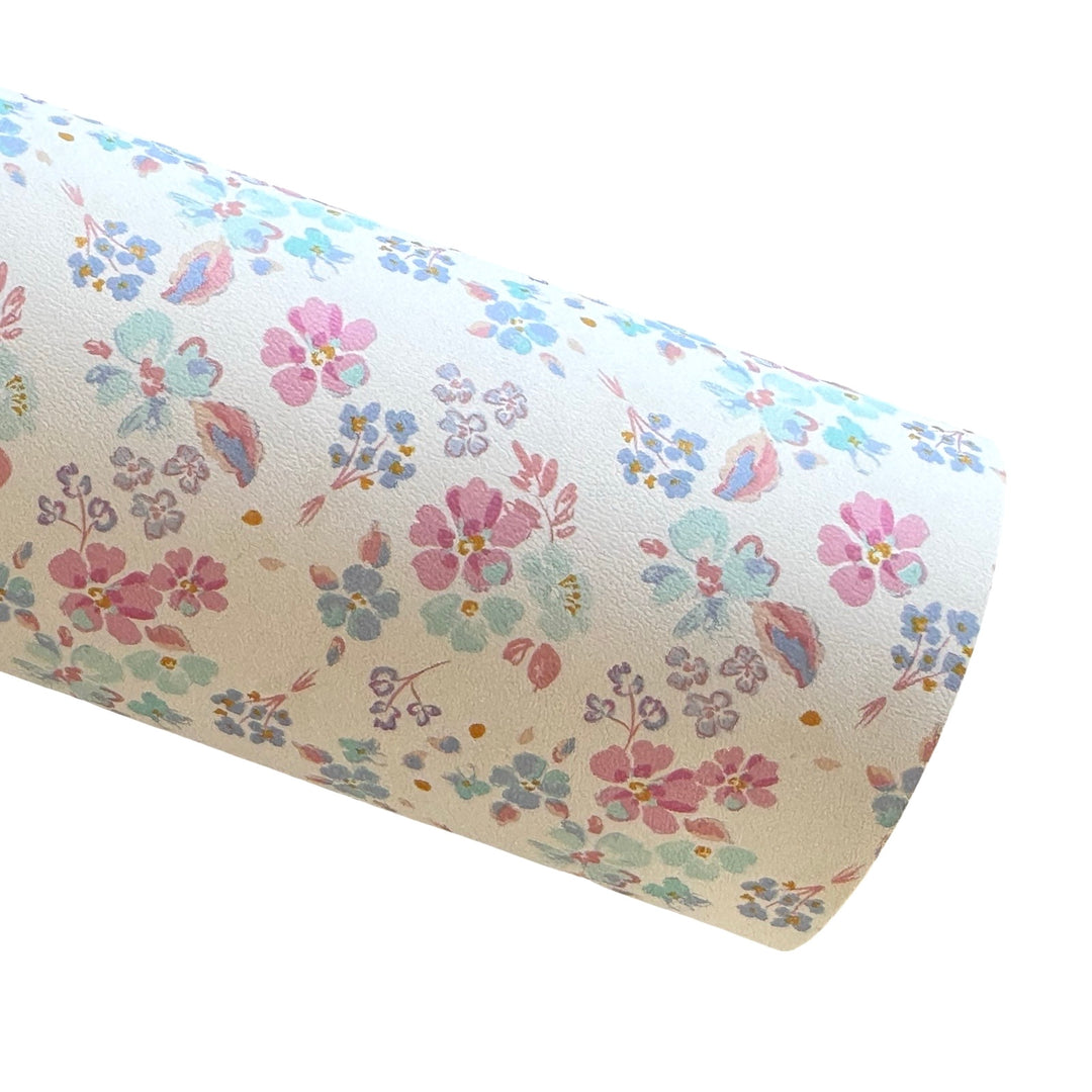 Pastel Pink Floral Smooth Leatherette - Muse Bloom Design