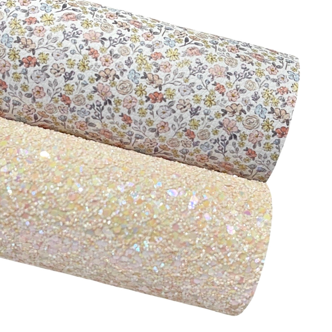 Blushing Bride Chunky Glitter Leather | Available in rolls | Blush Glitter Leather