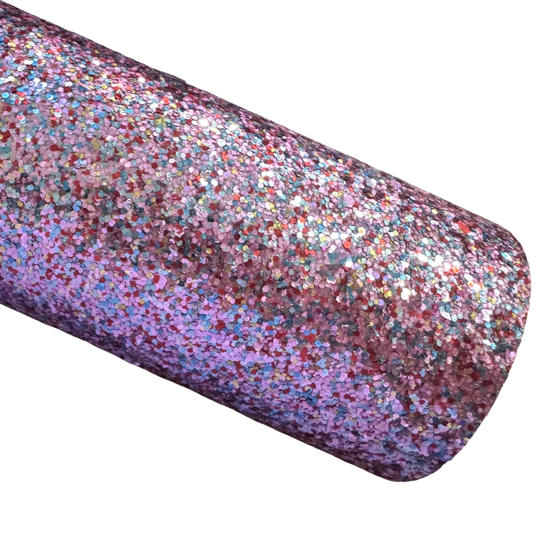 Pale Pink Mix Chunky Glitter Fabric Sheet 0.7mm Thick | Smooth White Rear | Great for Backing | Shoes