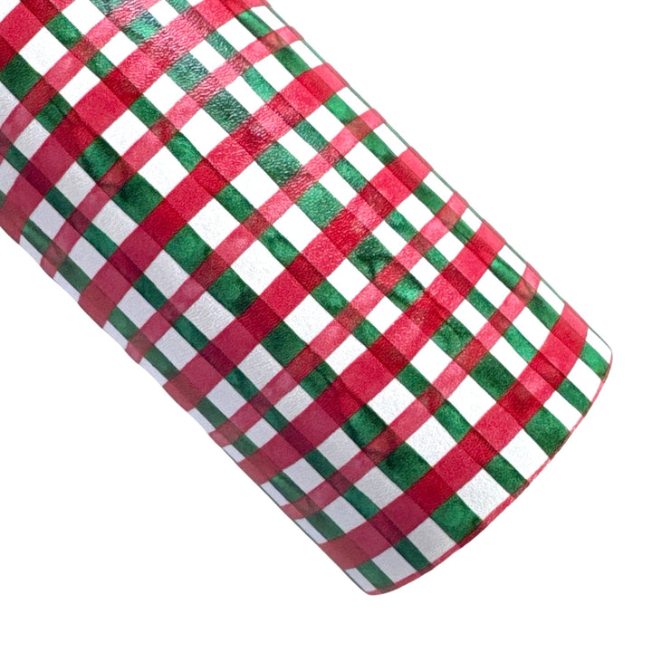 Red and Green Check Smooth Leatherette