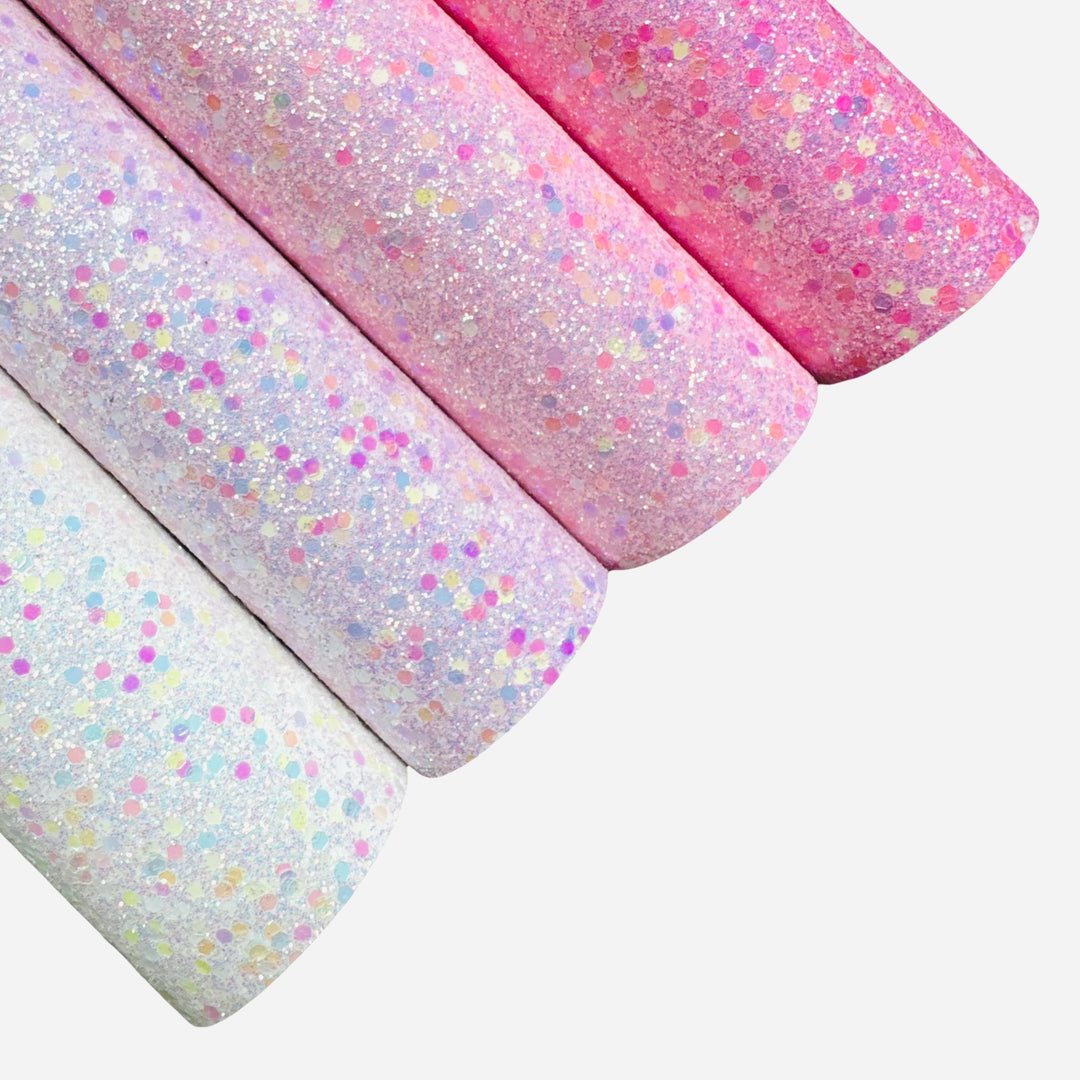 Pink Pastel Kisses Chunky Glitter Leather