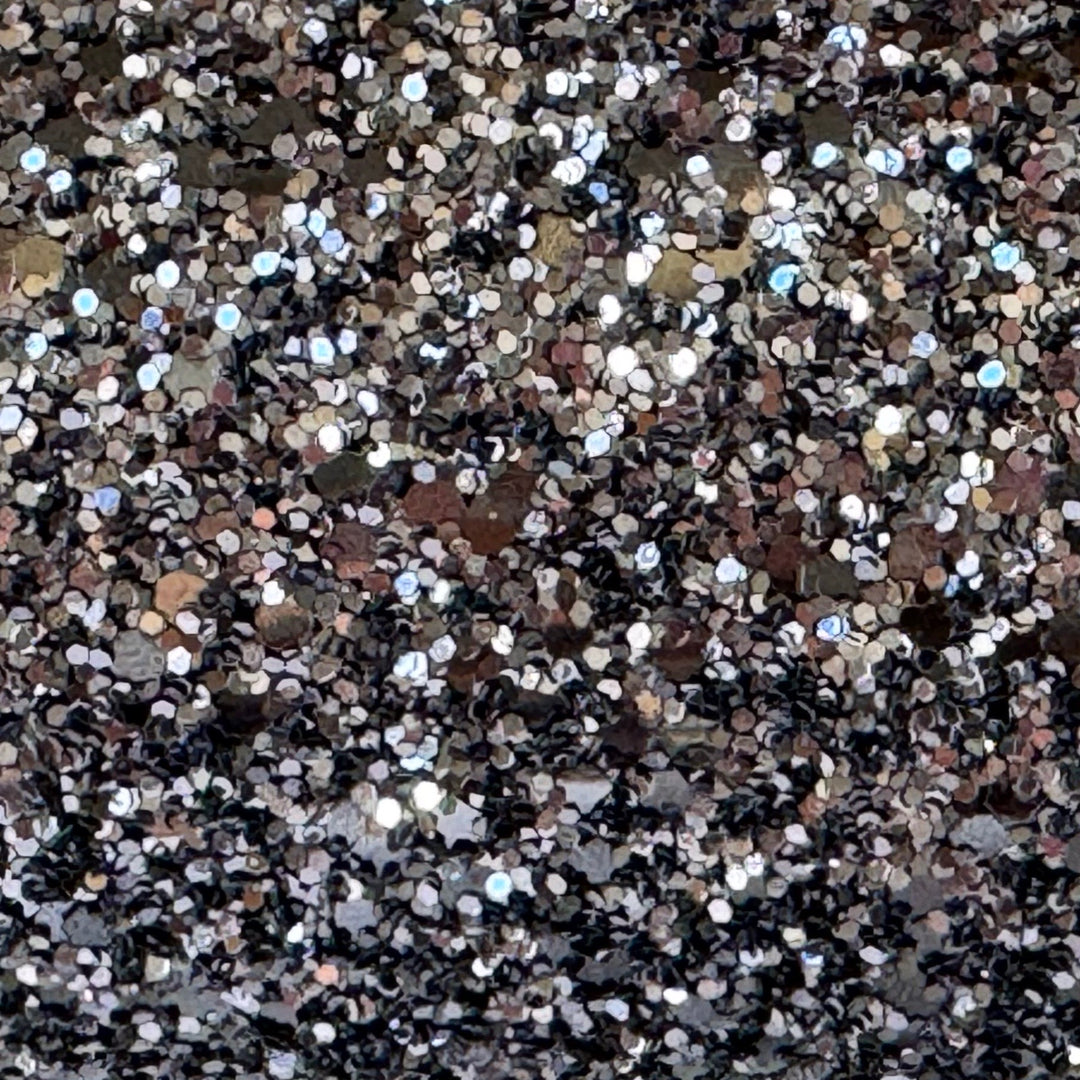 Dark Charcoal Chunky Glitter Leather